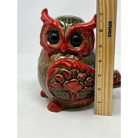 Mid Century Modern Owl 3D Eyes Figurine Decor Boho Retro 7.5" tall Ceramic - Picture 8 of 8